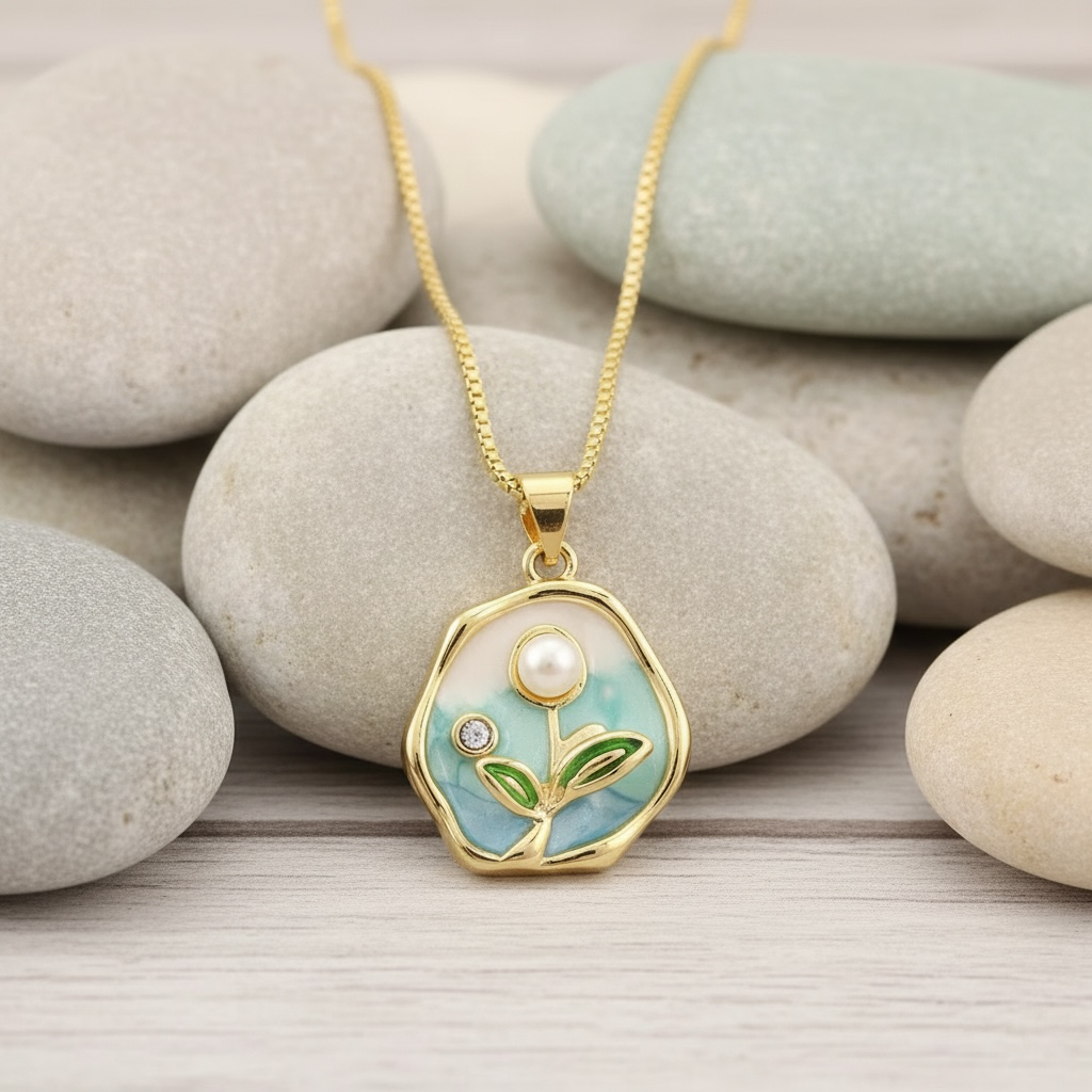 Colier Leaf Pearl