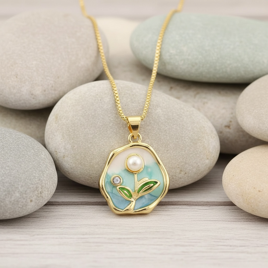 Colier Leaf Pearl