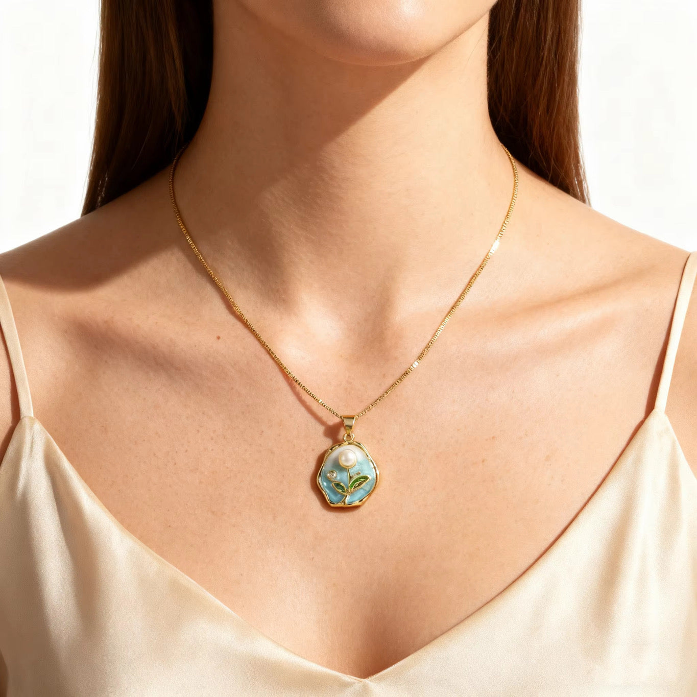 Colier Leaf Pearl